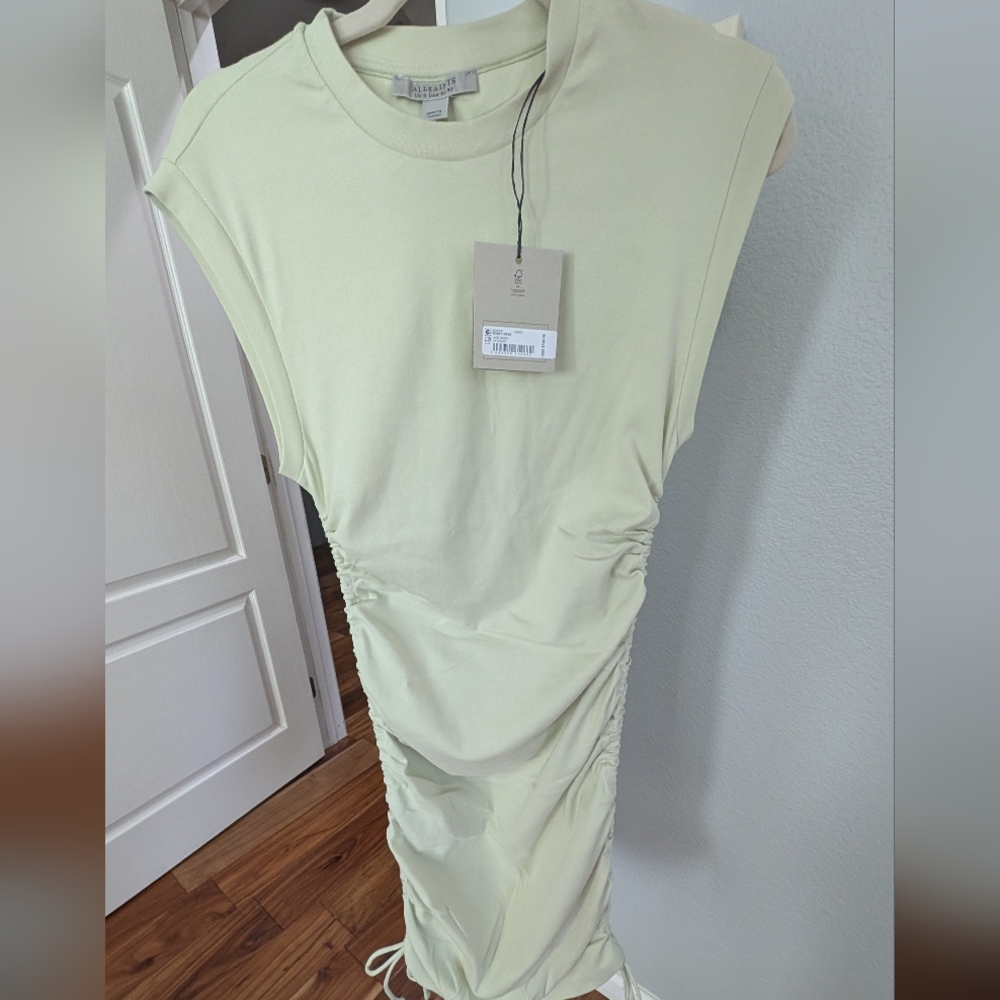 All Saints Jade Green Sonny Ruched Body-Con Cotton Dress Size 8 Nwt ❤️ - Picture 7 of 10